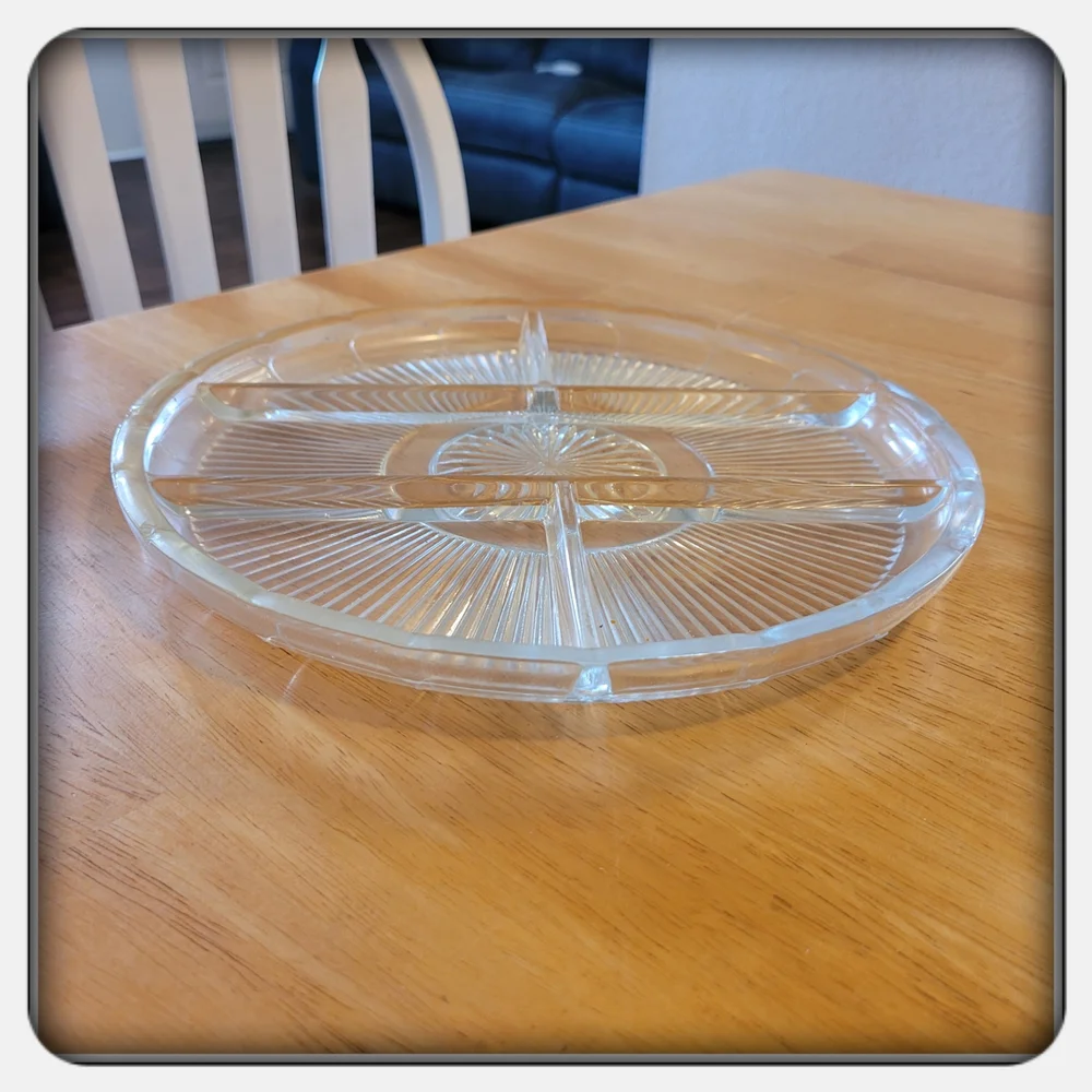 Vintage Clear Glass Divided Relish Serving Platter
